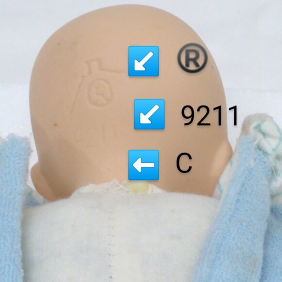 Porcelain Sleeping Baby Dolls Removable Outfits Hats Marked Trademarks Vintage - Picture 6 of 15